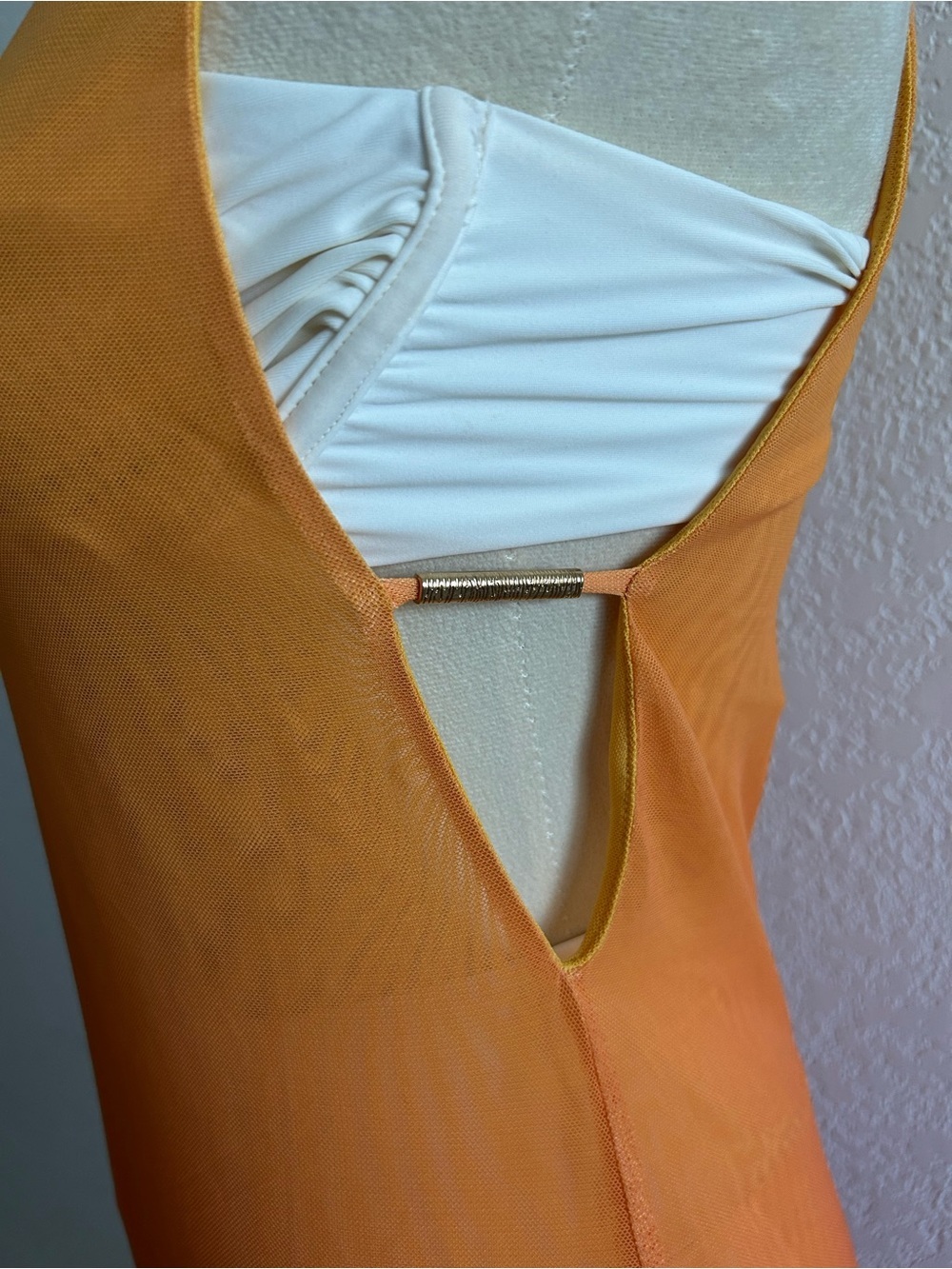 Caroline Constas Sunset Ombre Orange Gradient Mesh Sleeveless Coverup Maxi Dress - Picture 4 of 7